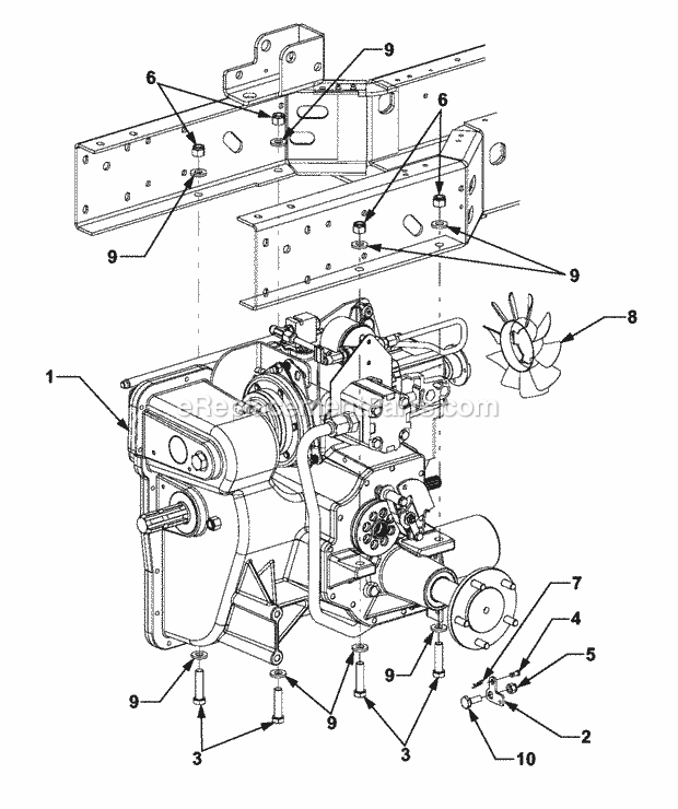 Transmission Mounting 1b065g & Before Diagram and Parts List for 5254E 54AE542-710, 54BE542-710, 54CE542-710 Cub Cadet Lawn Tractor